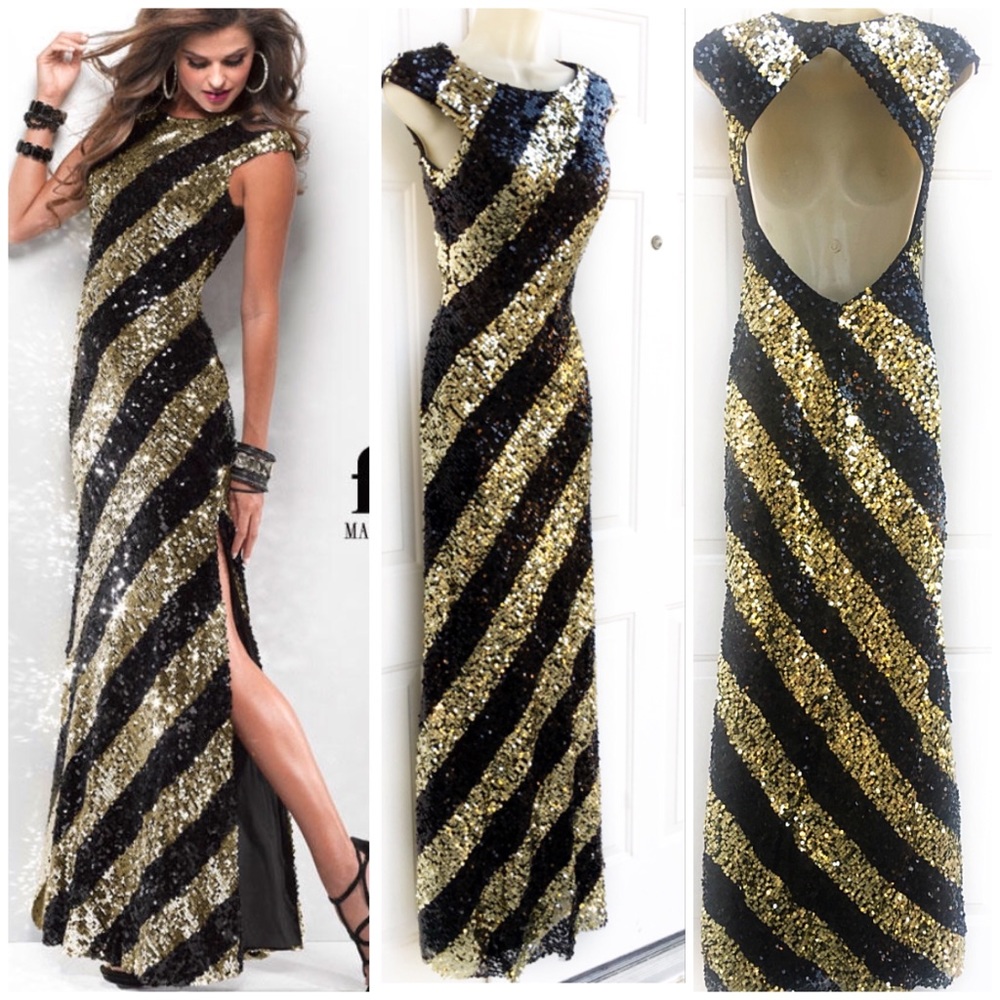 MAGGI SOTERO Embellished High Slit Dress Gown 4